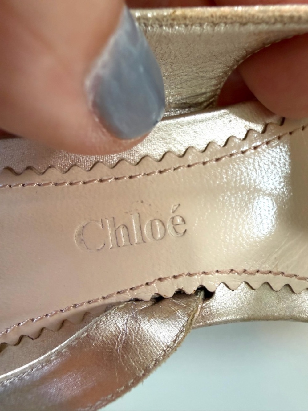 Chloé Rose Gold Leather Bow Slingback Heels 37.5 Italy - Picture 10 of 17
